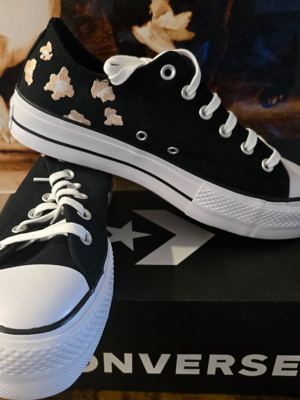 Converse Women's Chuck Taylor All Star Lift Platform Leopard Print Sz 7 US NEW